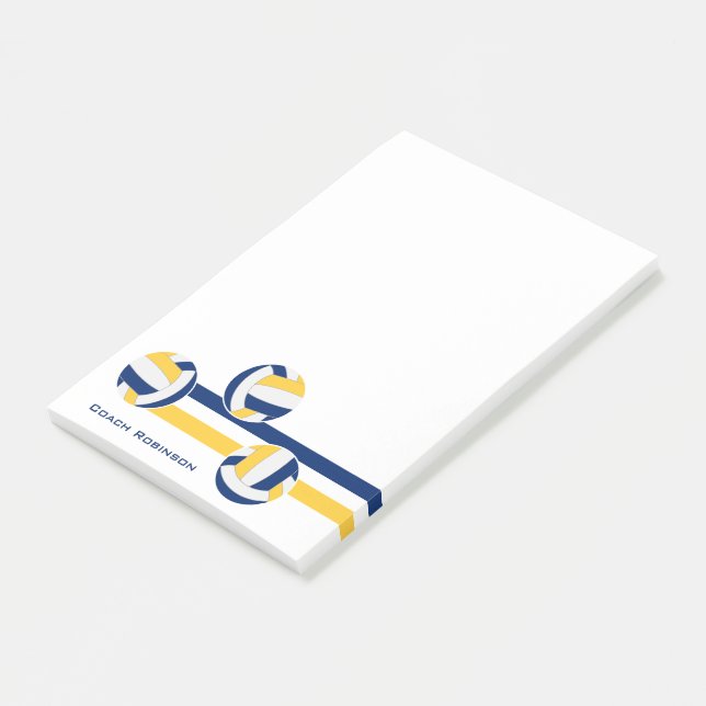 blue gold team colors volleyballs stripes post-it notes (Angled)