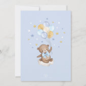 Blue Gold Teddy Bear Moon Stars Baby Boy Shower Invitation (Back)