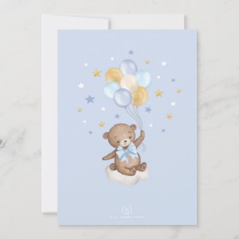 Blue Gold Teddy Bear Moon Stars Baby Boy Shower Invitation | Zazzle