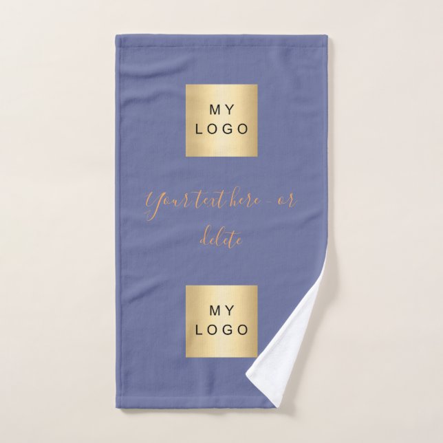 Blue gold text company business logo bath towel set (Hand Towel)
