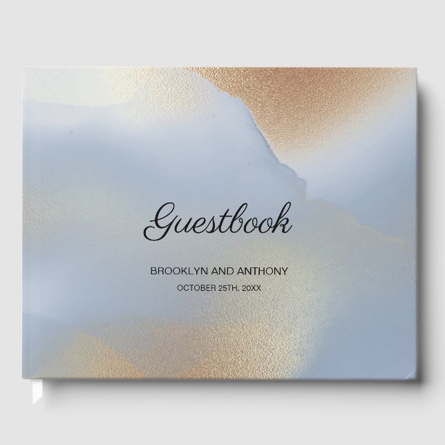 Blue & Gold Texture  Guest Book (Front)