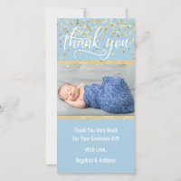 Blue Gold THANK YOU Baby Shower BOY | PHOTO