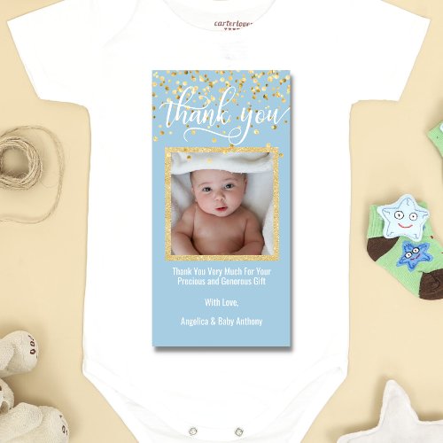 Blue Gold THANK YOU Baby Shower BOY  PHOTO