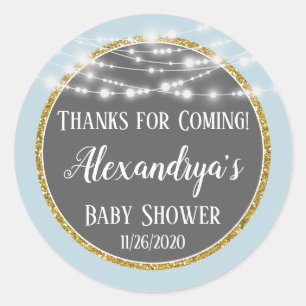 Blue Gold Thanks For Coming Baby Shower Favor Tags