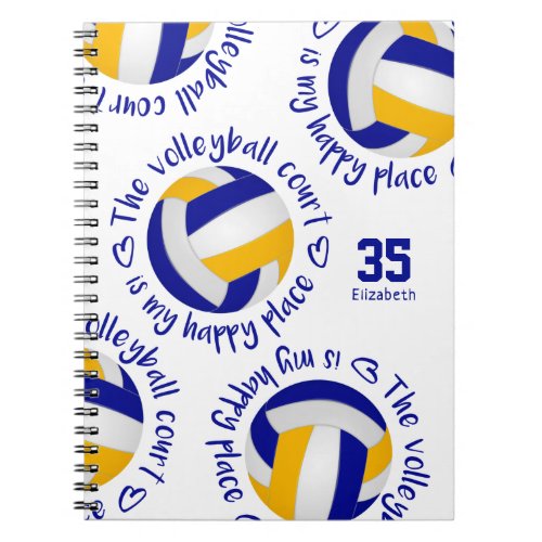 blue gold The volleyball court is my happy place Notebook