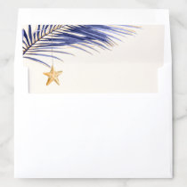 Blue &amp; Gold Tropical Watercolor Starfish Holiday Envelope Liner