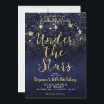 Blue Gold Under The Stars Starry Night Sweet 16  Invitation<br><div class="desc">Customize both sides any way you want,  for any event.</div>