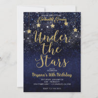 Blue Gold Under The Stars Starry Night Sweet 16