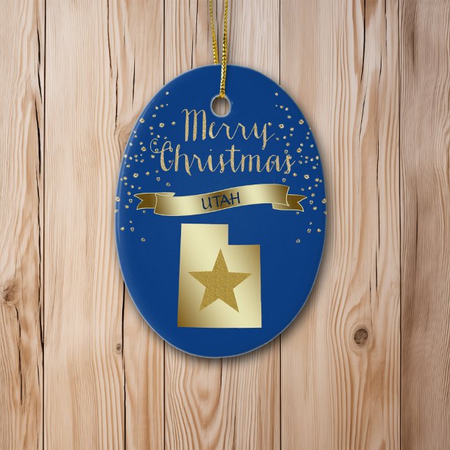 Blue Gold Utah Star Ceramic Ornament (Creator Uploaded)