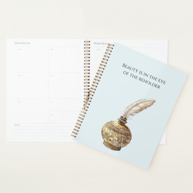 Blue Gold Vase White Feather Planner (Display)