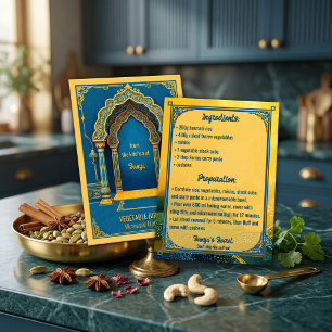 Blue Gold Vegetable Biryani Indian Recipe Card
