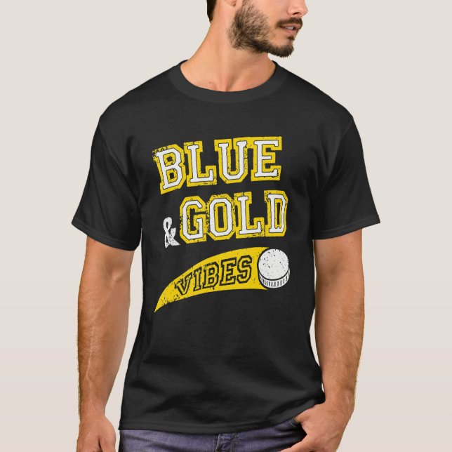 Blue & Gold Vibes Hockey Team Fan T-Shirt (Front)