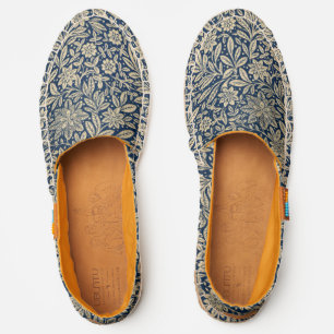 Blue & Gold Vintage Floral Pattern Espadrilles