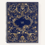 Blue Gold Vintage Ornate Gold Notebook