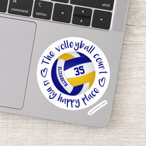 blue gold volleyball court my happy place sticker