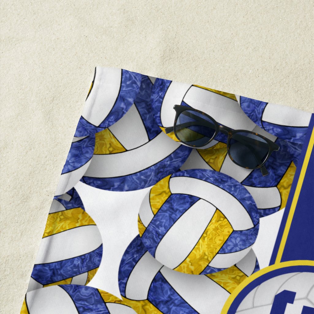 blue gold volleyball sports team colors gifts beach towel