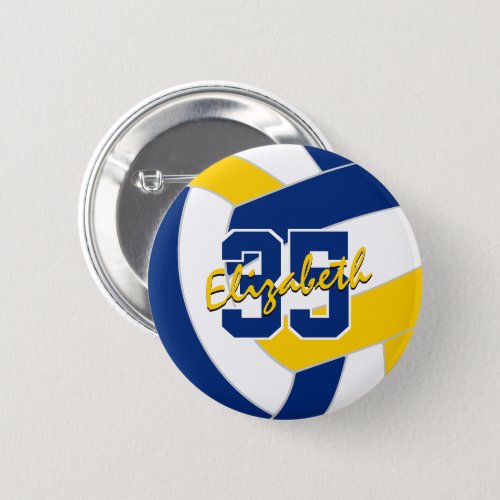 blue gold volleyball team colors button
