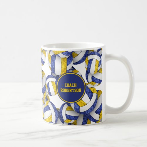 blue gold volleyball team colors coach name coffee mug