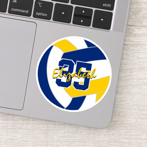 blue gold volleyball team colors personalized sticker