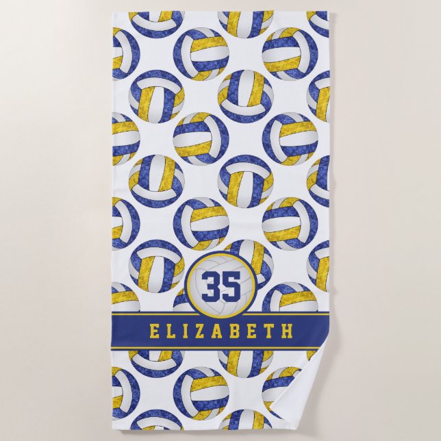 blue gold volleyball team colors sporty beach towel (Front)