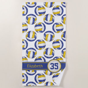 blue gold volleyball team colors sporty girls beach towel