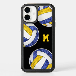 blue gold volleyballs girly monogrammed iPhone 16 plus case