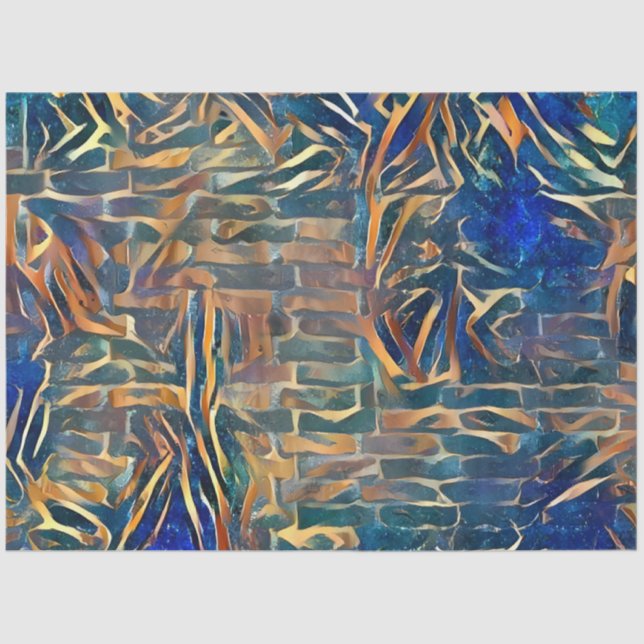 Blue Gold Wall Art Dream Tissue Paper (Front)
