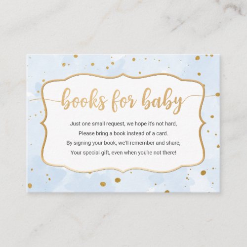 Blue Gold Watercolor boy book request card