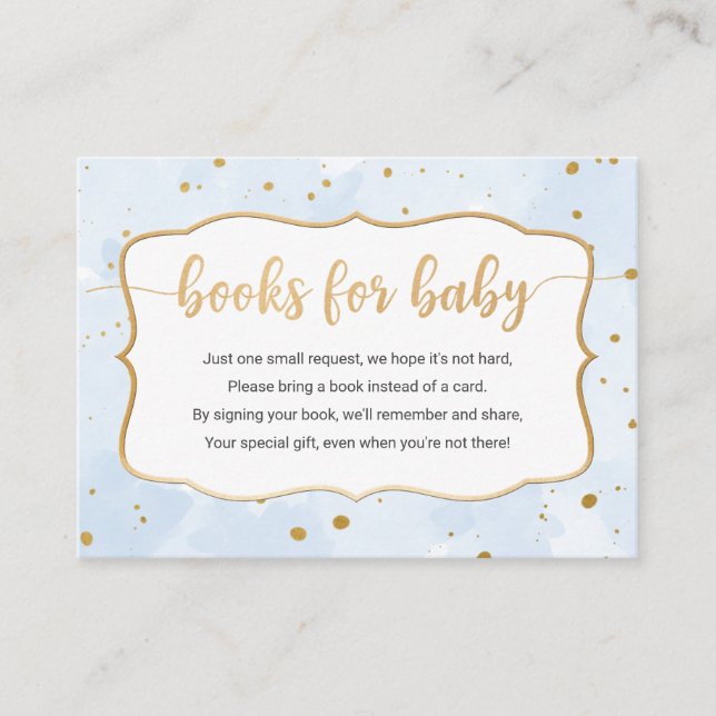 Blue Gold Watercolor boy book request card (Front)