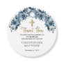 Blue Gold Watercolor Floral Boy Baptism Thank You Favor Tags