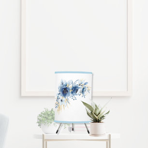 Blue Gold Watercolor Floral Elegant Peonies Tripod Lamp