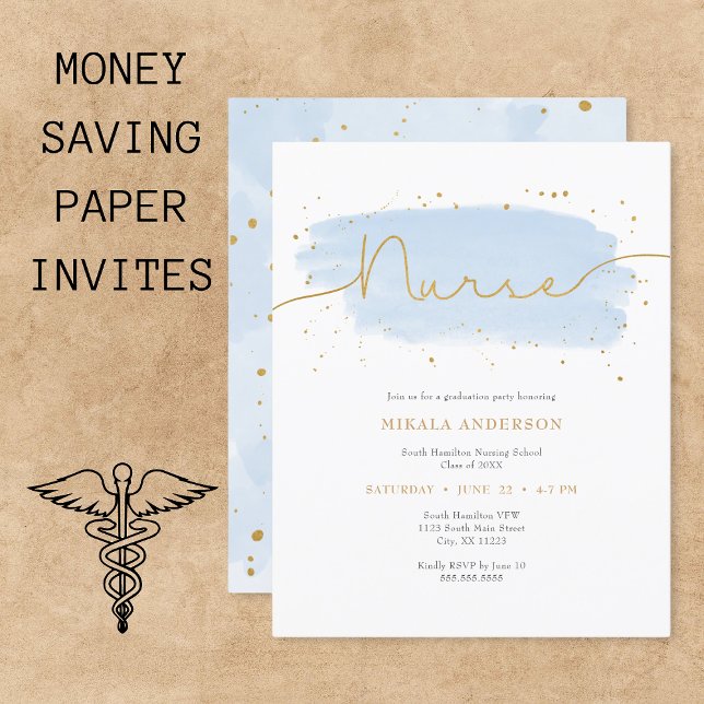 Blue Gold Watercolor Nurse Graduation PAPER  (Creator Uploaded)