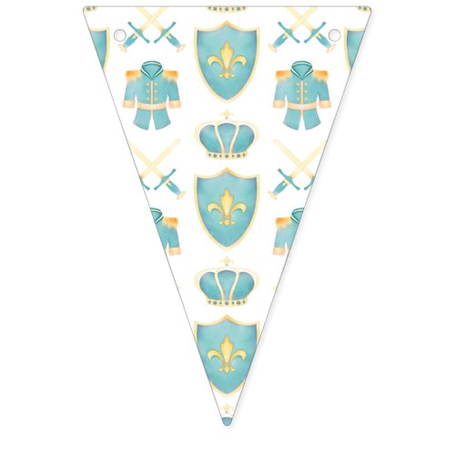 Blue  Gold Watercolour Little Prince Birthday Bunting Flags