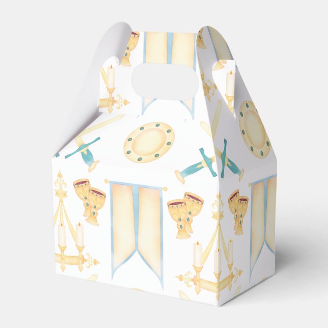 Blue & Gold Watercolour Little Prince Birthday Favor Boxes (Front Side)