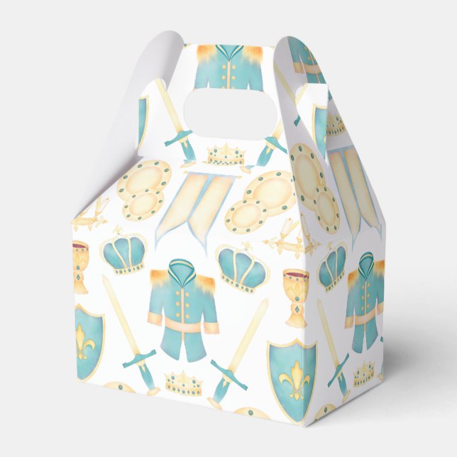 Blue & Gold Watercolour Little Prince Birthday Favor Boxes (Front Side)