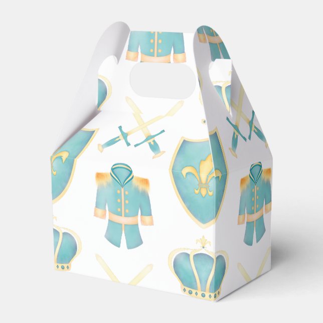 Blue & Gold Watercolour Little Prince Birthday Favor Boxes (Front Side)
