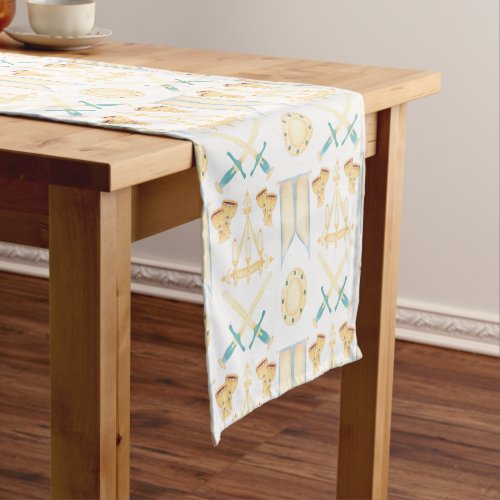 Blue  Gold Watercolour Little Prince Birthday Short Table Runner