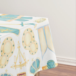 Blue & Gold Watercolour Little Prince Birthday Tablecloth