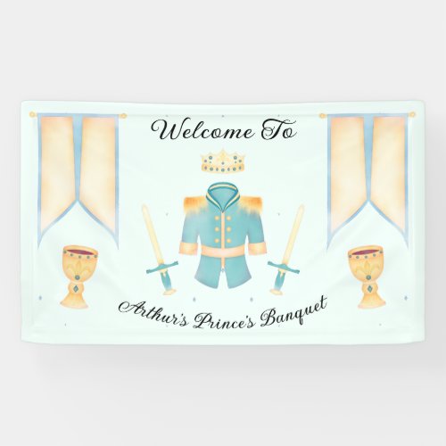 Blue  Gold Watercolour Little Prince Welcome Banner
