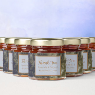 Blue Gold Wedding Guest Honey Jar Favors