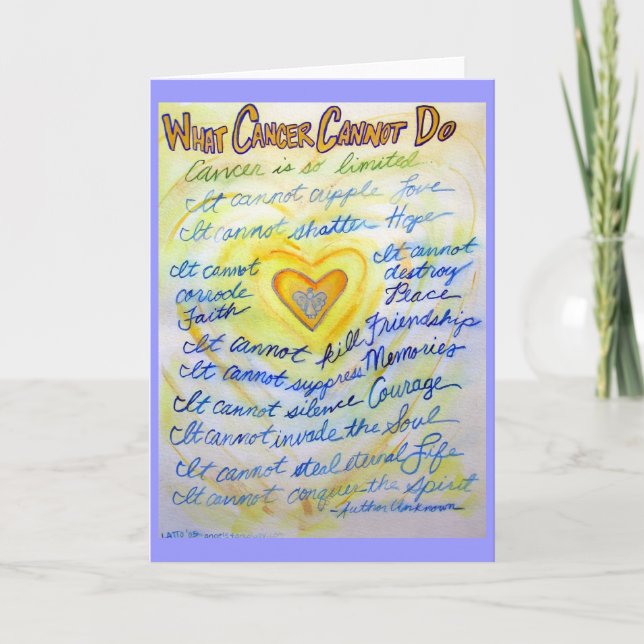 Blue & Gold What Cancer Cannot Do Greeting Card (Front)