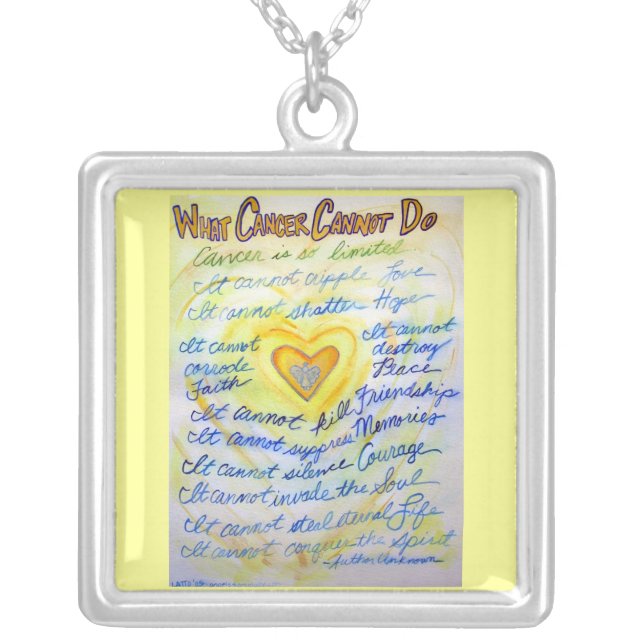 Blue + Gold What Cancer Cannot Do Necklace Jewelry (Front)