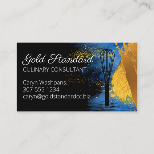 Blue gold whisk personal chef catering culinary business card