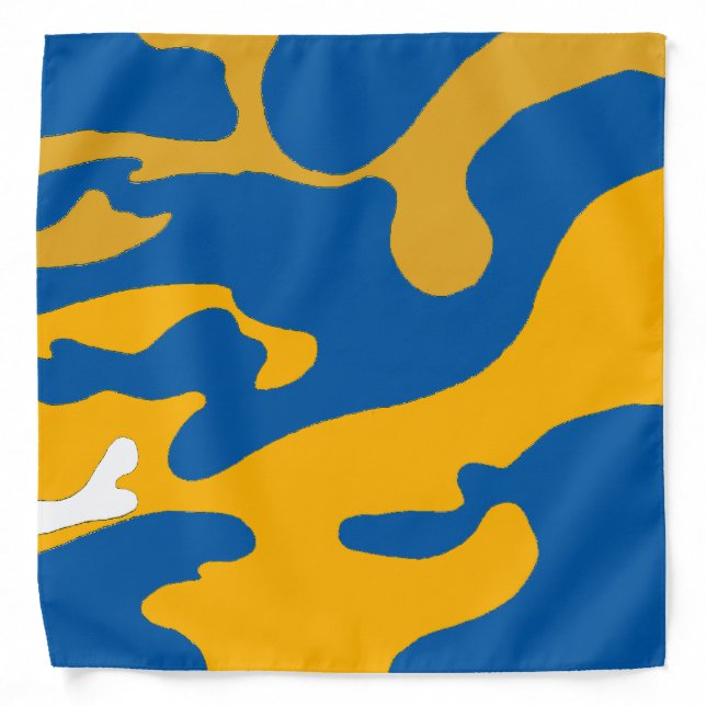 Blue Gold White Camouflage California Bandana (Front)
