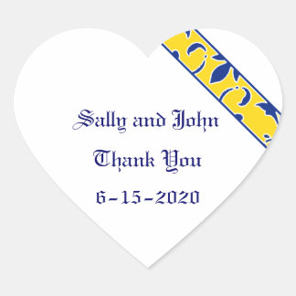Blue, Gold, & White, Damask Favor Sticker