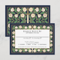 Blue Gold White Floral Sword Royal Wedding RSVP