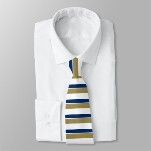 Blue Gold White Orange  Silver Striped Tie