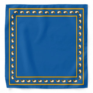 Blue Gold White Paisley Bandana