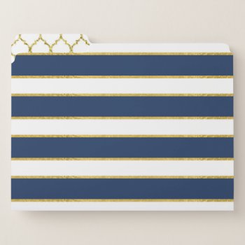 Blue Gold & White Patterned File Folders by JLBIMAGES at Zazzle