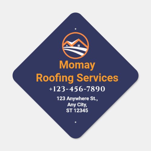 Blue Gold White Roofing Contractor  Metal Sign